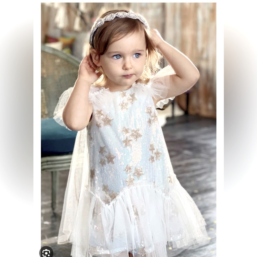 Baby Sara like new sequin 2T and 3T dresses with tool angel wings.